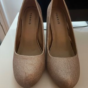 Gold sparkly heels. Used